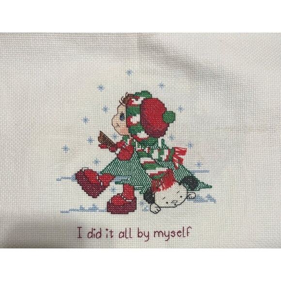 Christmas Hugs 'n Stitches COMPLETED "I did it by myself" Counted Cross-Stitch P - Picture 2 of 2